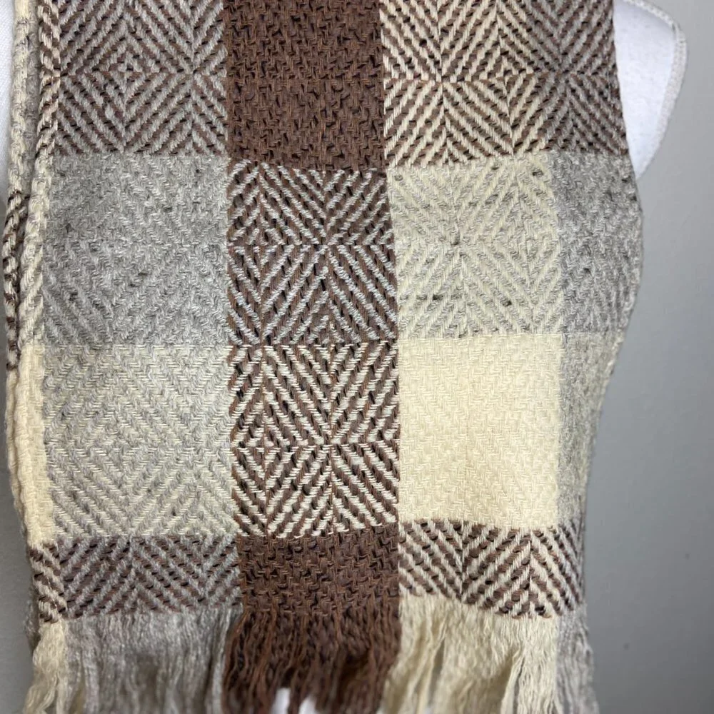 Vintage Lindsay Scott Wool Scarf Plaid Fringe